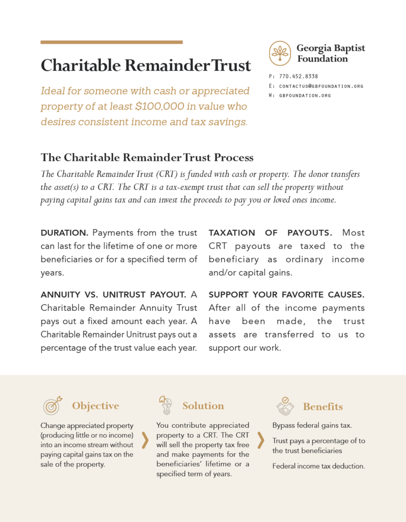 Planned Giving: Charitable Remainder Trust