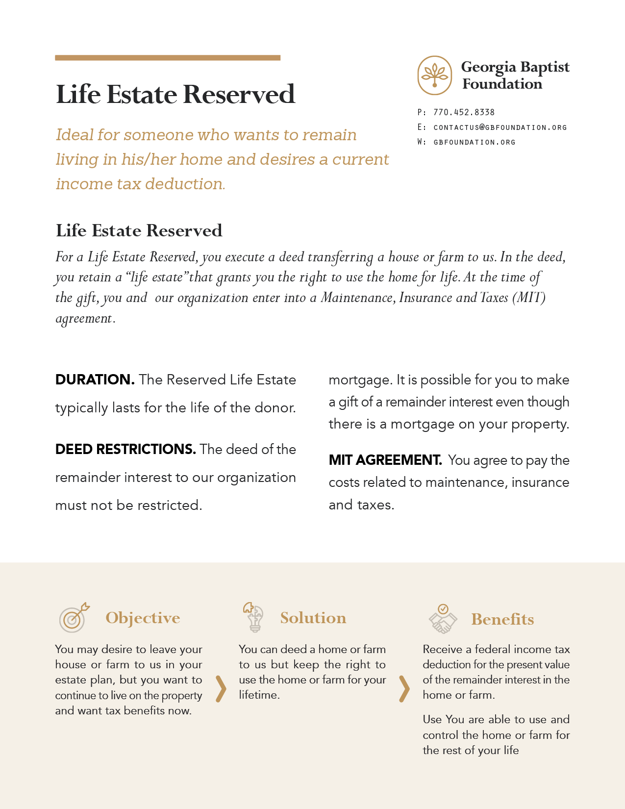Life Estate Reserved